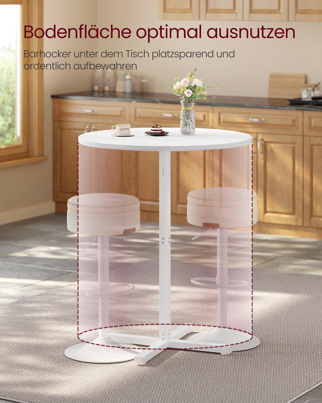 Bar table - Round - 60 x 60 x 104.5 cm - Snow White