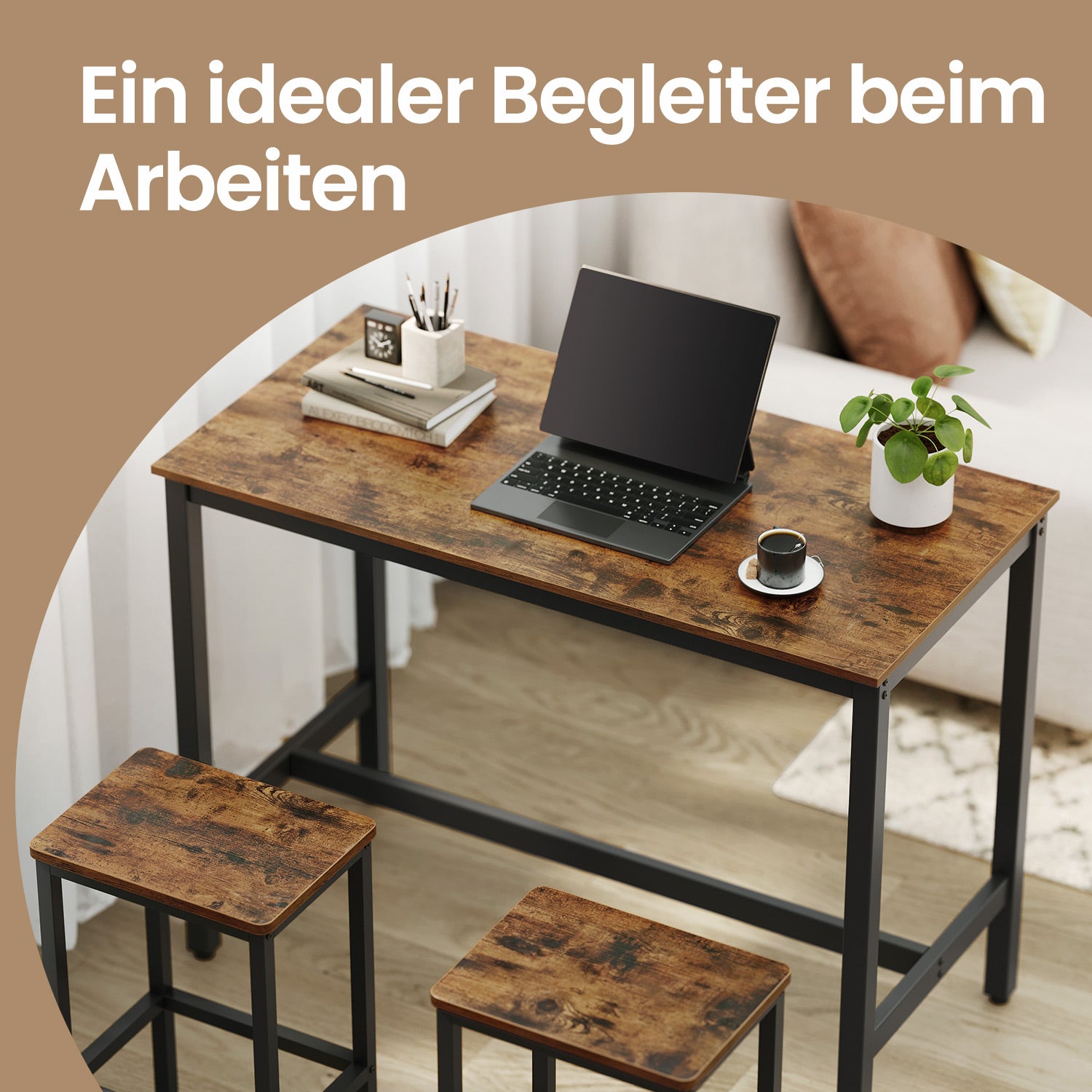 Bartafel - Industrial look - with 2 bar stools
