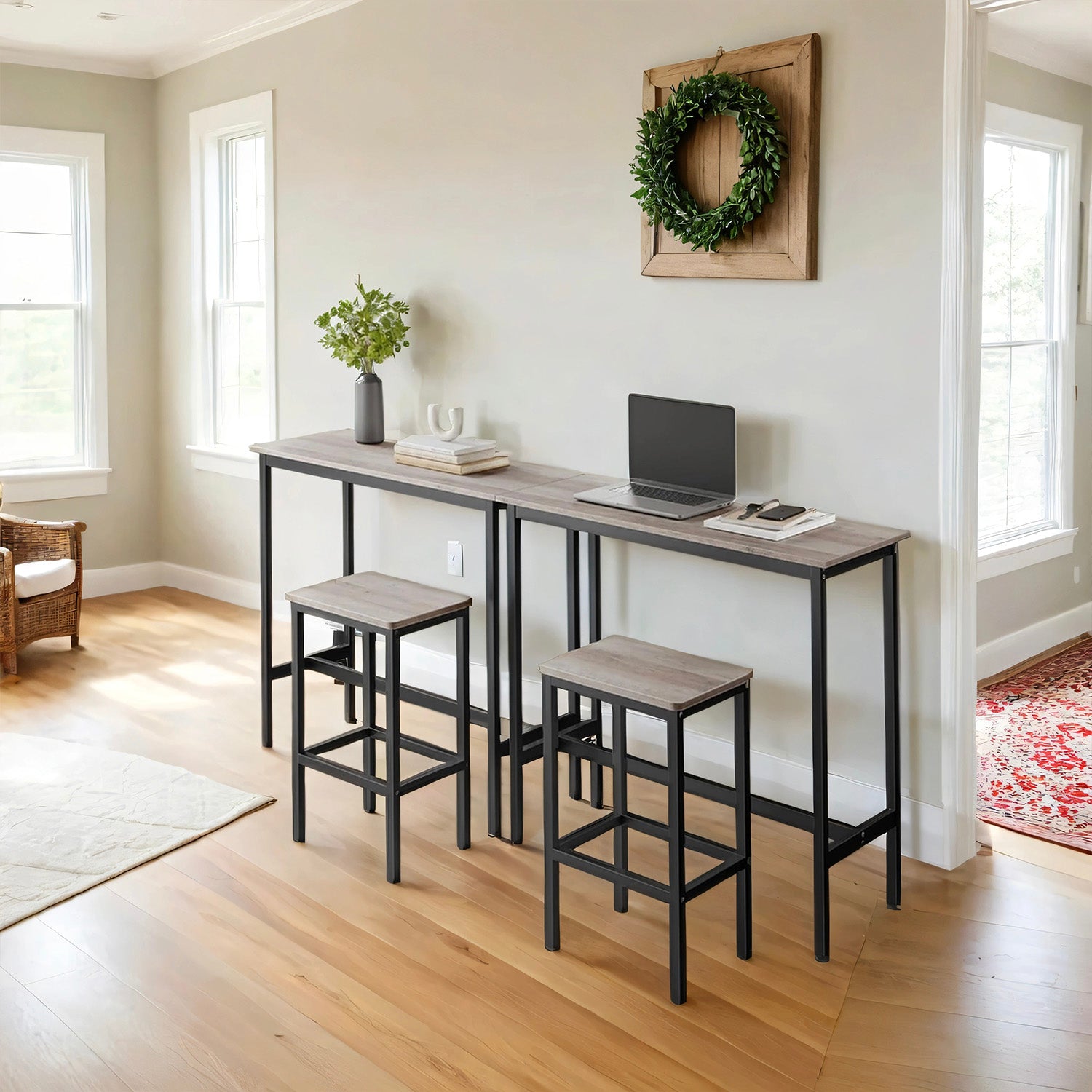 Bar table with 2 chairs, bar table with bar stool set, dining group