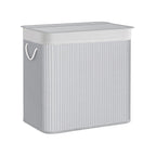 Laundry basket - with 3 compartments - removable bags - natural