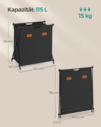 Laundry basket 115 liters with 2 compartments ink -black