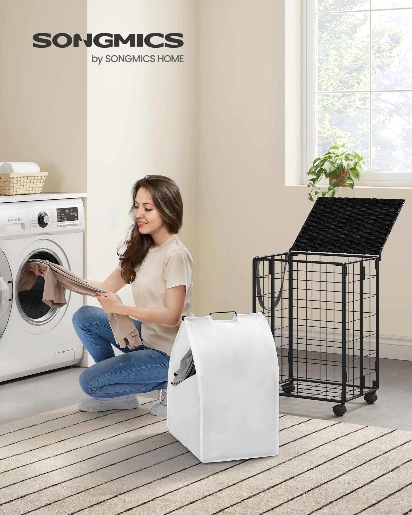 Laundry basket-removable-for laundry room-ink-black-wolkwit