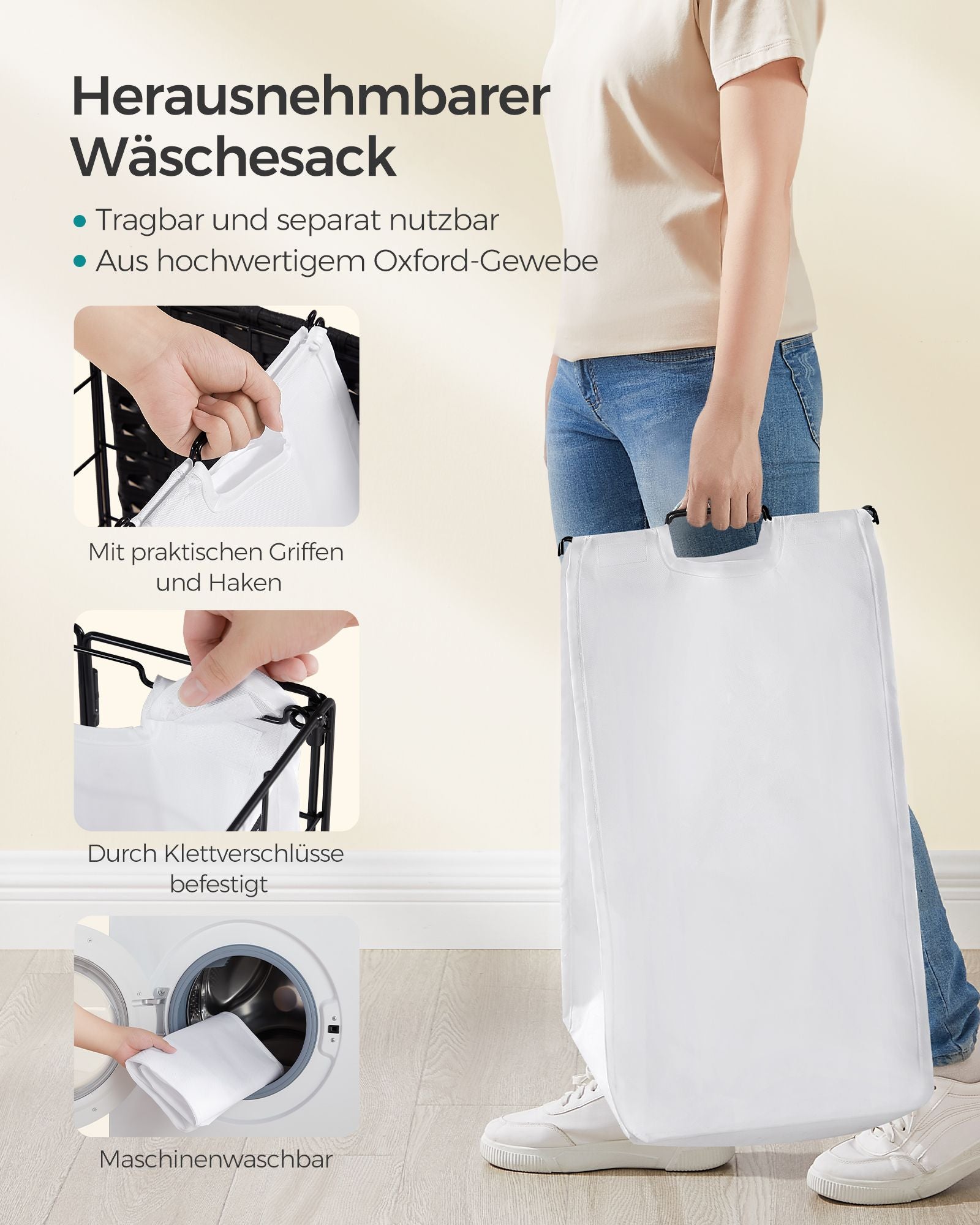 Laundry basket-removable-for laundry room-ink-black-wolkwit