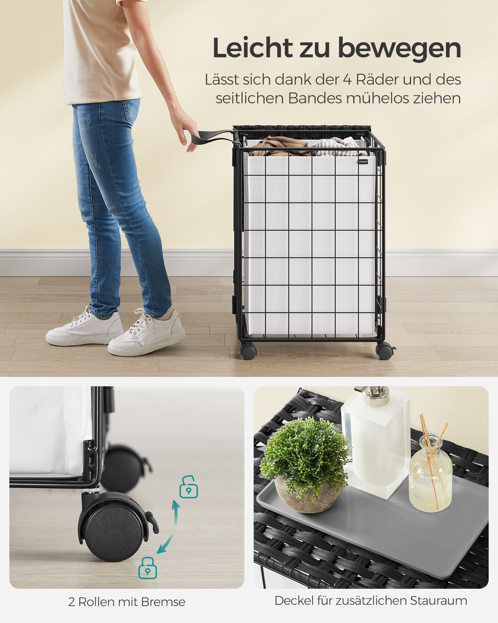 Laundry basket-removable-for laundry room-ink-black-wolkwit