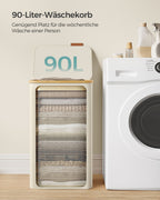 Laundry basket 90 liters with removable laundry bag cream white
