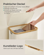 Laundry basket 90 liters with removable laundry bag cream white