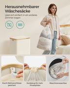 Laundry basket 90 liters with removable laundry bag cream white