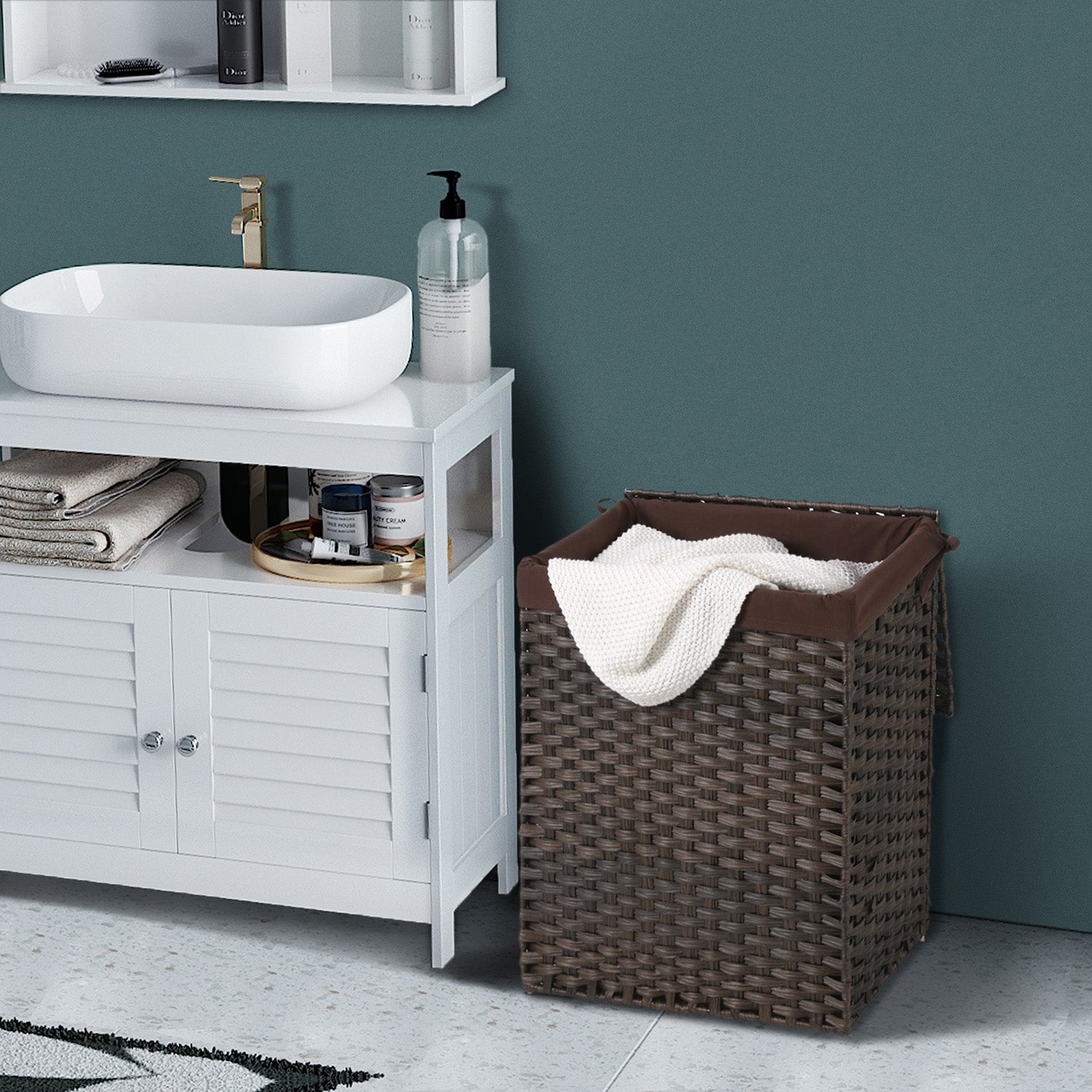Laundry basket - Polyrotan - 90 L - Brown