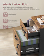 Lockable roll container with 2 drawers and 5 wheels