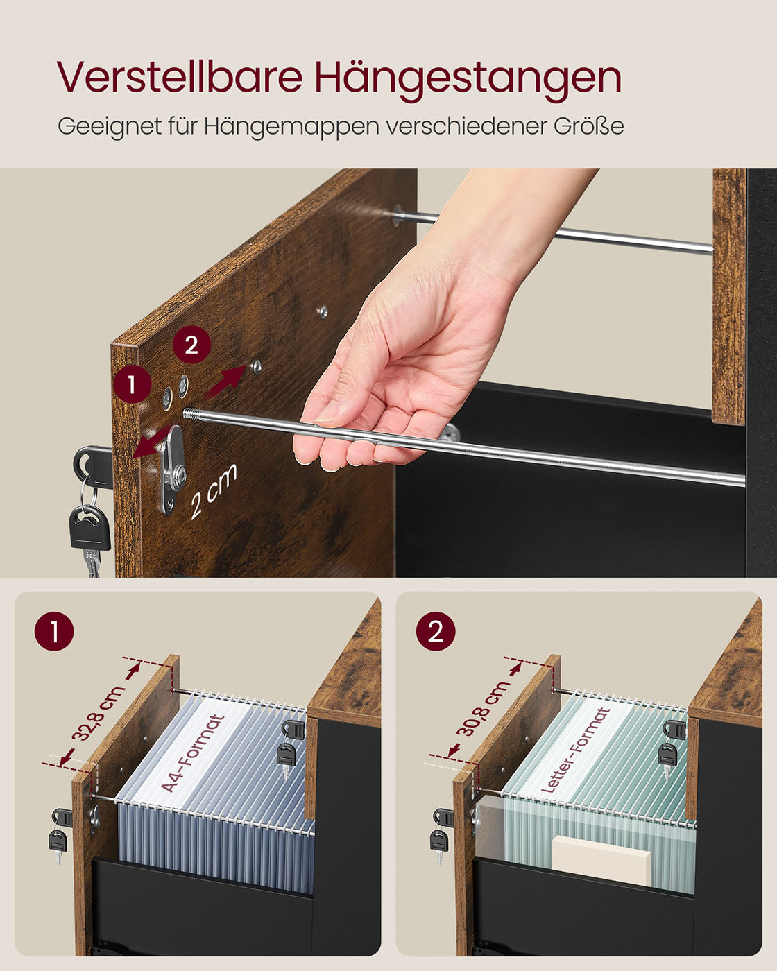 Lockable roll container with 2 drawers and 5 wheels
