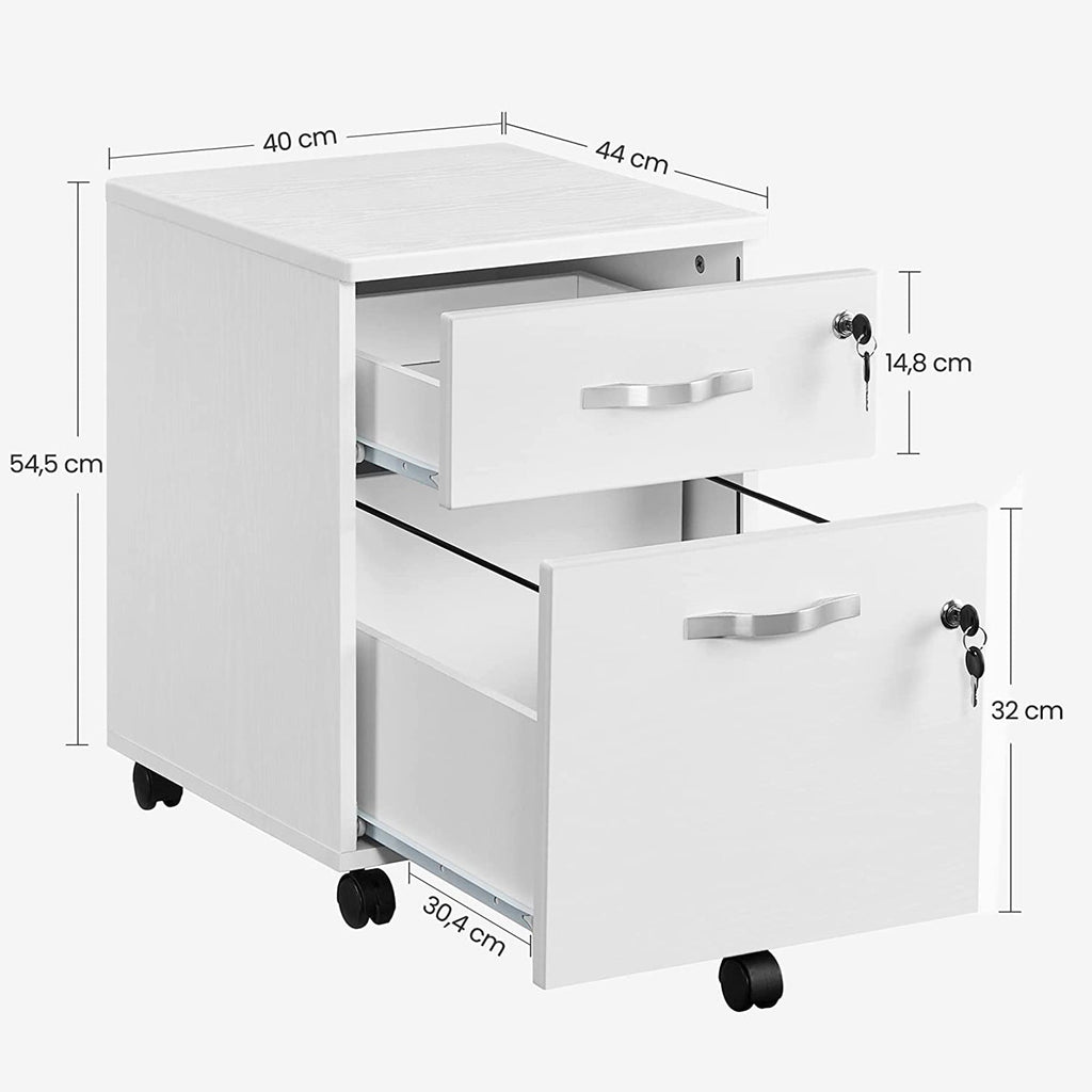 Roll container - drawer unit on wheels - With 2 locks - White