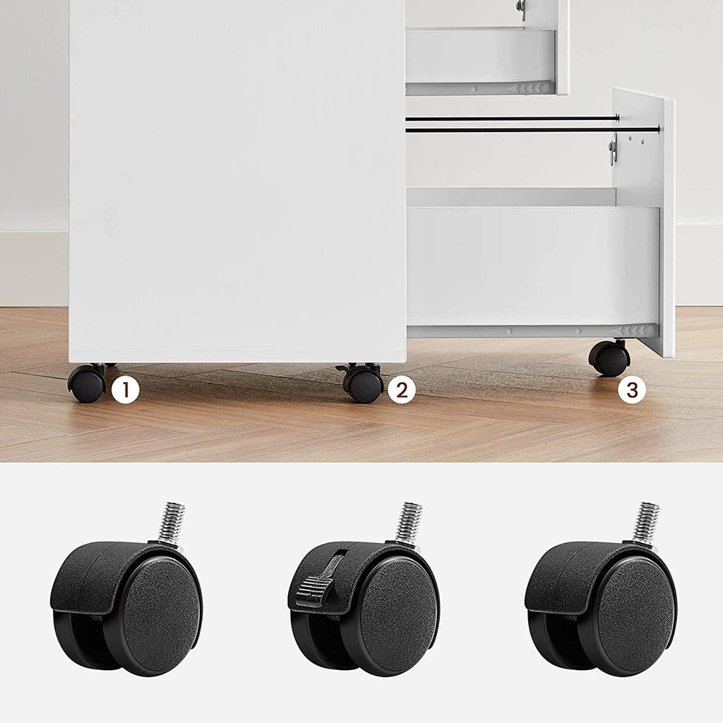 Roll container - drawer unit on wheels - With 2 locks - White