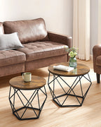 Round coffee table set of 2-Vintage Flair-Vintage Brown-Inktzwart