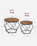 Round coffee table set of 2-Vintage Flair-Vintage Brown-Inktzwart
