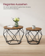 Round coffee table set of 2-Vintage Flair-Vintage Brown-Inktzwart