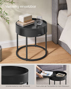Round coffee table set of 2 vintage brown-ink black