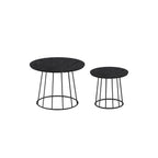 Coffee table set of 2 with steel frame in natural walnut color