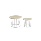 Coffee table set of 2 with steel frame in natural walnut color