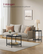 Coffee table-2 levels-Glass sheet-Marble black-ink black