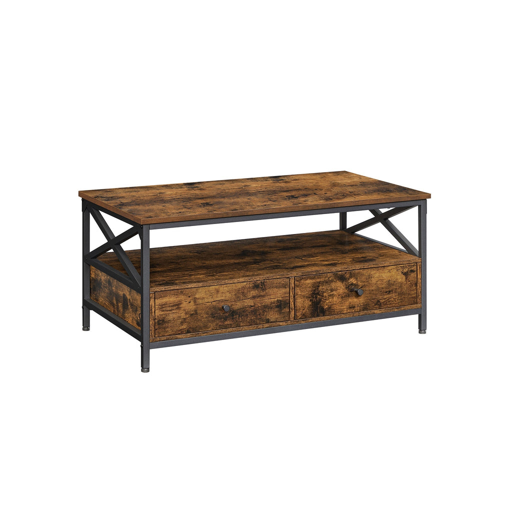 Coffee table - Living room table - With 2 drawers - 100 x 55 x 45 cm - Brown