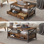 Coffee table - Living room table - With 2 drawers - 100 x 55 x 45 cm - Brown