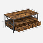 Coffee table - Living room table - With 2 drawers - 100 x 55 x 45 cm - Brown