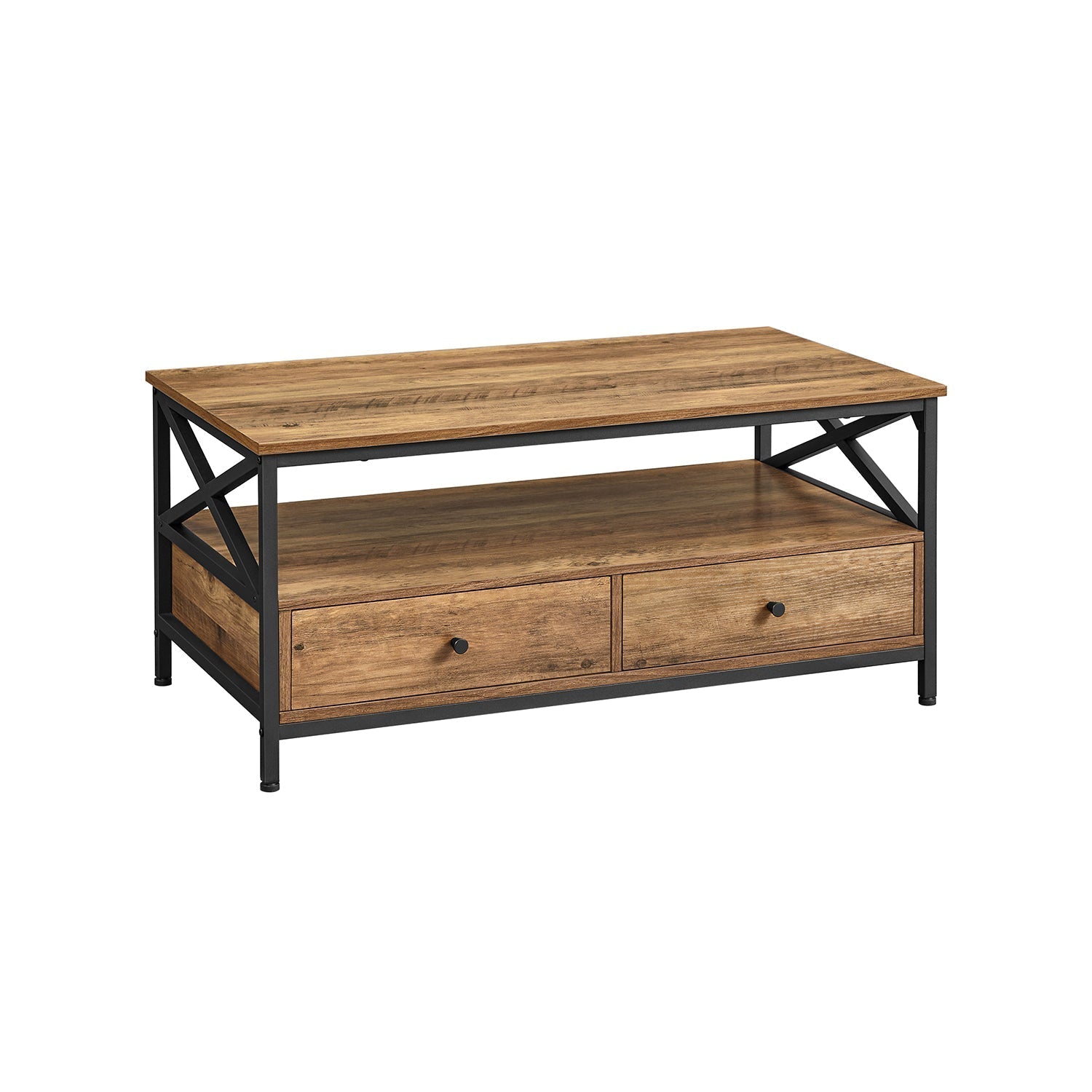 Coffee table - Living room table - With 2 drawers - 100 x 55 x 45 cm - Brown
