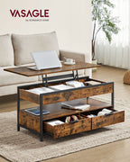 Coffee table-with drawers-vintage brown-ink black
