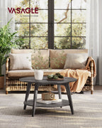 Round coffee table - 2 levels - with storage space - 80 x 45 cm - foggy gray