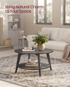 Round coffee table - 2 levels - with storage space - 80 x 45 cm - foggy gray