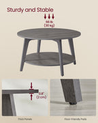 Round coffee table - 2 levels - with storage space - 80 x 45 cm - foggy gray
