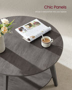 Round coffee table - 2 levels - with storage space - 80 x 45 cm - foggy gray