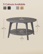 Round coffee table - 2 levels - with storage space - 80 x 45 cm - foggy gray