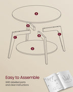 Round coffee table - 2 levels - with storage space - 80 x 45 cm - foggy gray