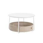 Coffee table with basket made of ink -black and Leigrijze fabric