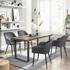 Dining room chair - Kitchen chair - Velvet seat - Metal legs - Dark gray