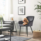 Dining room chair - Kitchen chair - Velvet seat - Metal legs - Dark gray