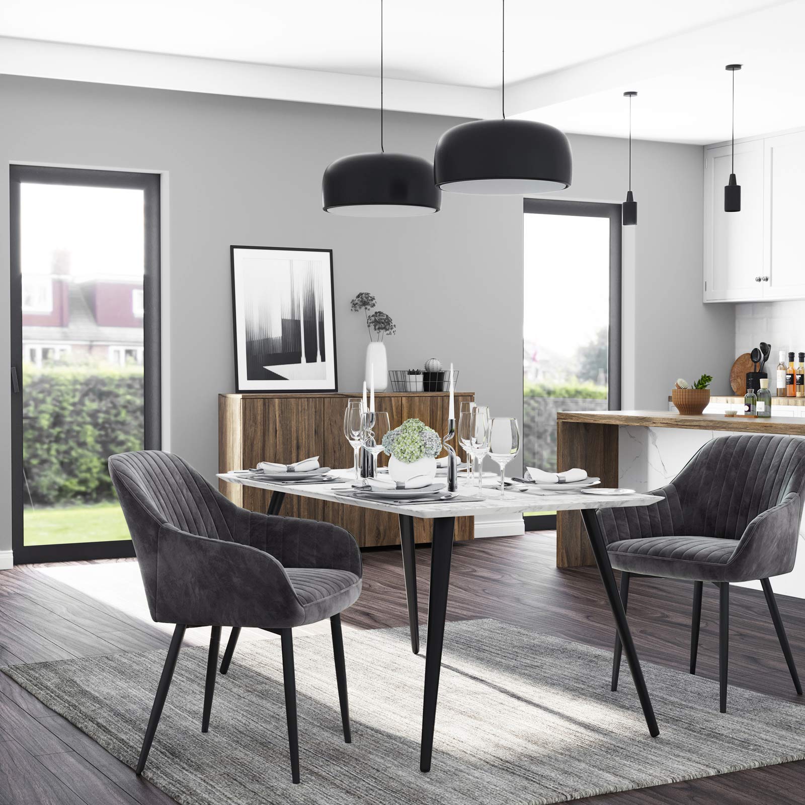 Dining room chair - armchair with armrests - Updated - Gray