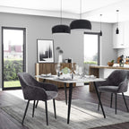 Dining room chair - Kitchen chair - Velvet seat - Metal legs - Dark gray