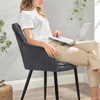 Dining room chair - Kitchen chair - Velvet seat - Metal legs - Dark gray