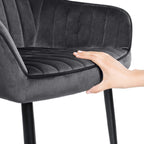 Dining room chair - Kitchen chair - Velvet seat - Metal legs - Dark gray