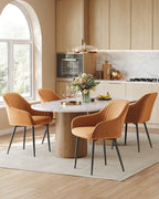 Dining room chair-with armrests, caramel brown ink black