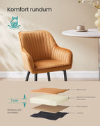 Dining room chair-with armrests, caramel brown ink black