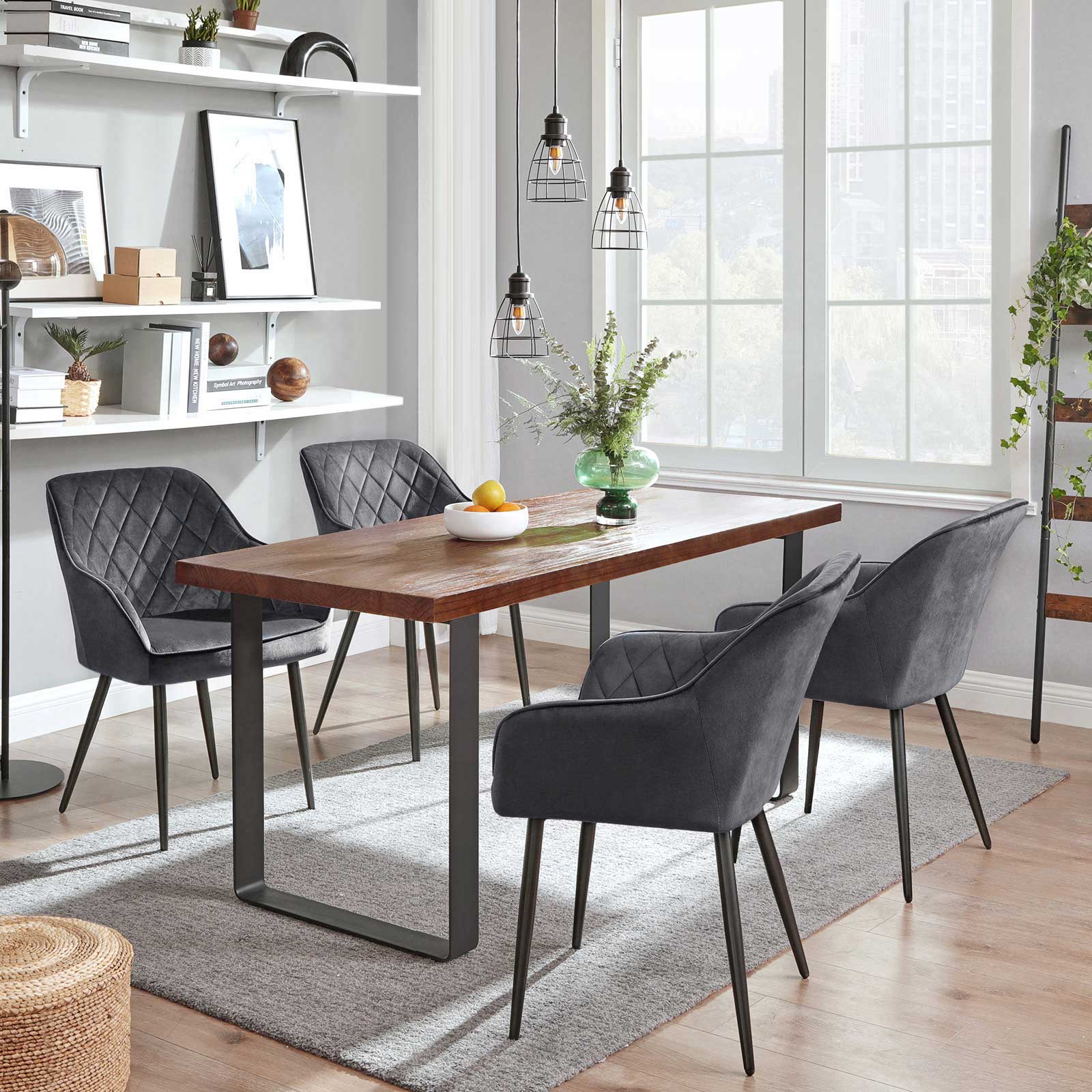 Dining room chair - Set of 2 - Chairs from Suede - Gray