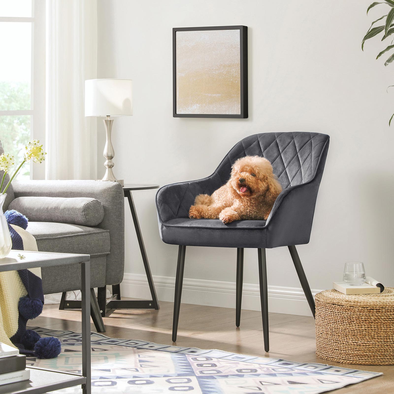 Dining room chair - Set of 2 - Chairs from Suede - Gray