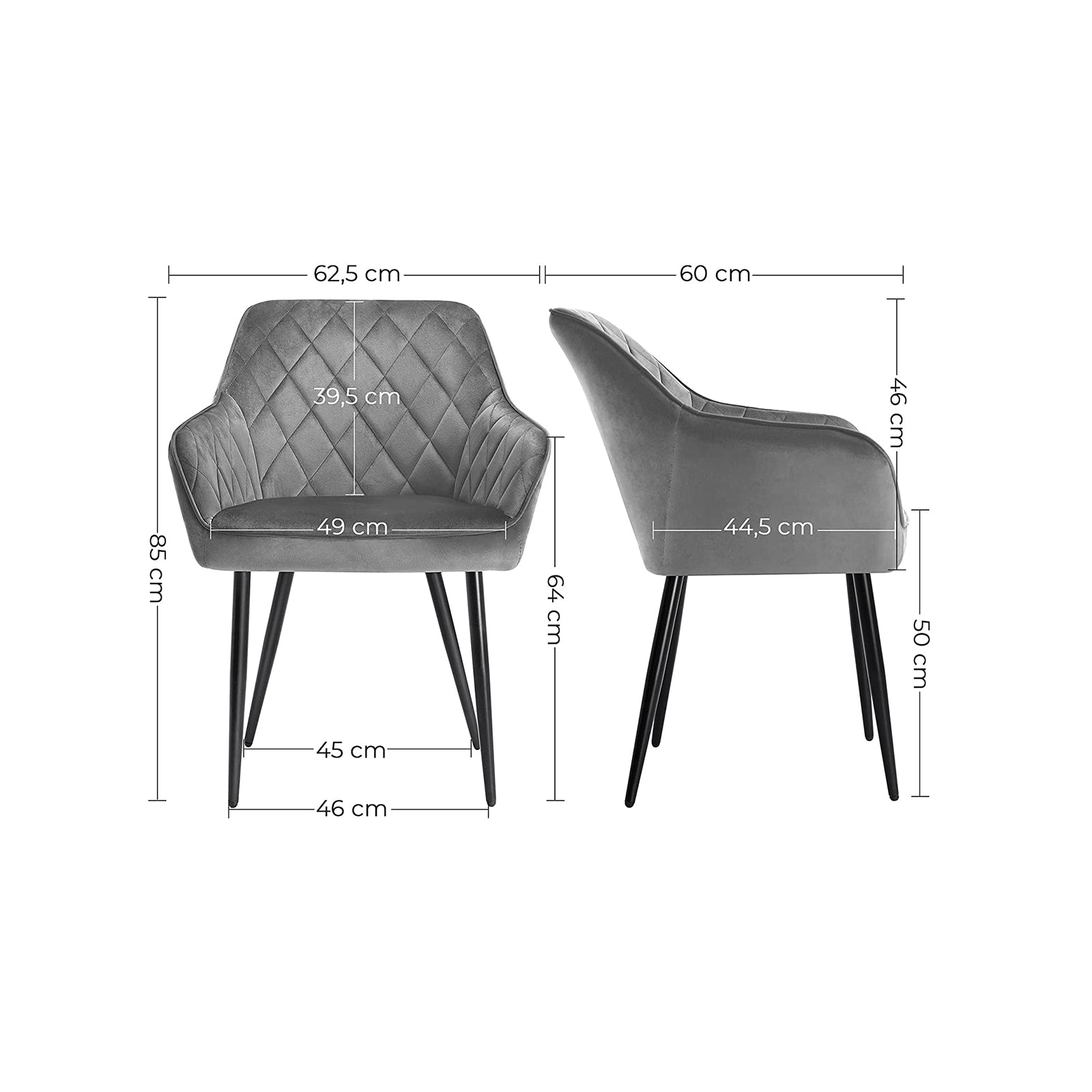 Dining room chairs with armrests set of 6 gray