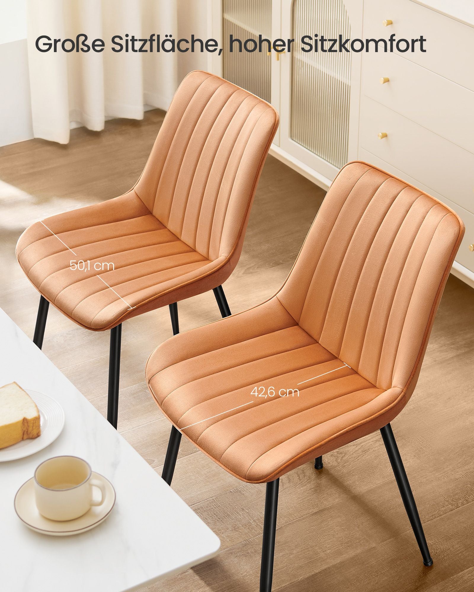 Dining room chair set of 2 caramel brown-ink black