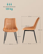 Dining room chair set of 2 caramel brown-ink black