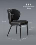 Dining room chair - Living room chair - Metal legs - Art leather - Black