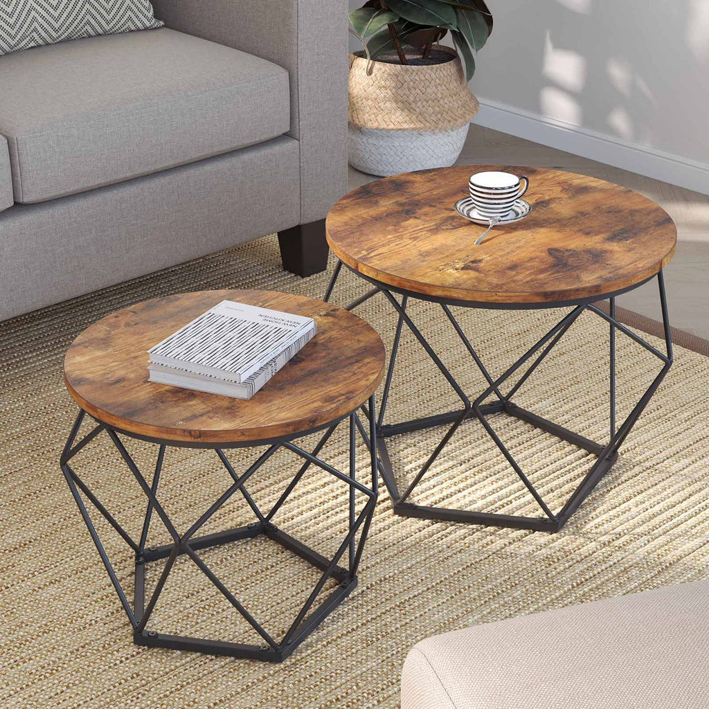 Coffee tables - Set of 2 - Industrial - Vintage Brown/Black